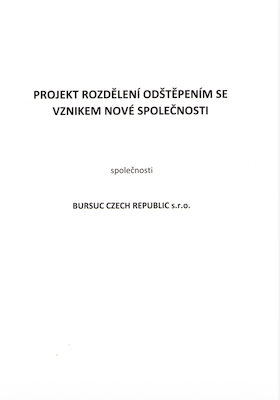 Projekt rozdělení odštěpením se vznikem nové společnosti
